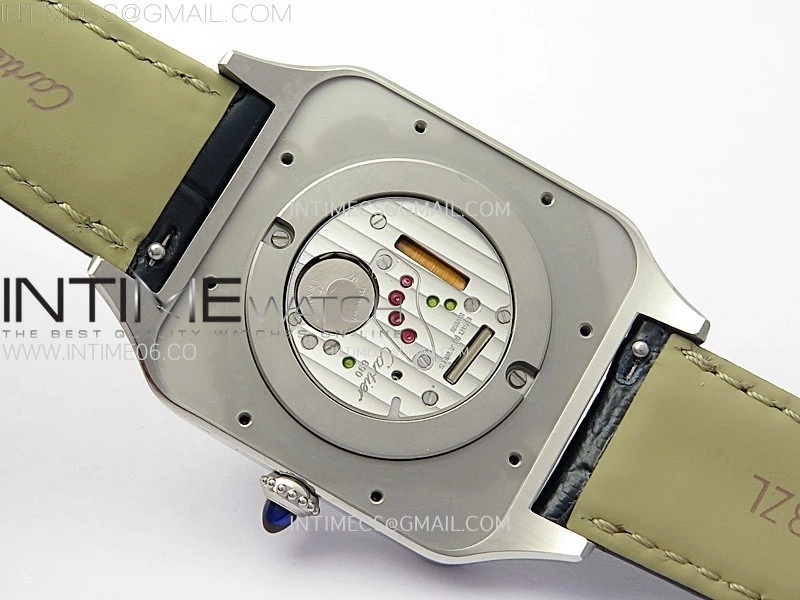 Santos Dumont 46.6mm SS F1F Best Edition Silver Dial on Blue Leather Strap Quartz